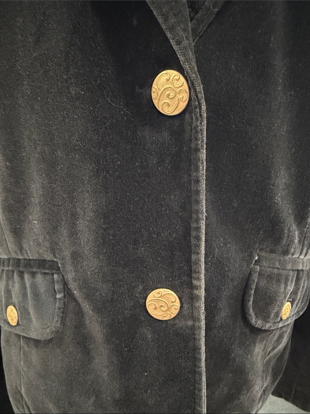 Old Navy Vintage Dark Brown Velvet Blazer with Gold Buttons - Picture 4 of 13